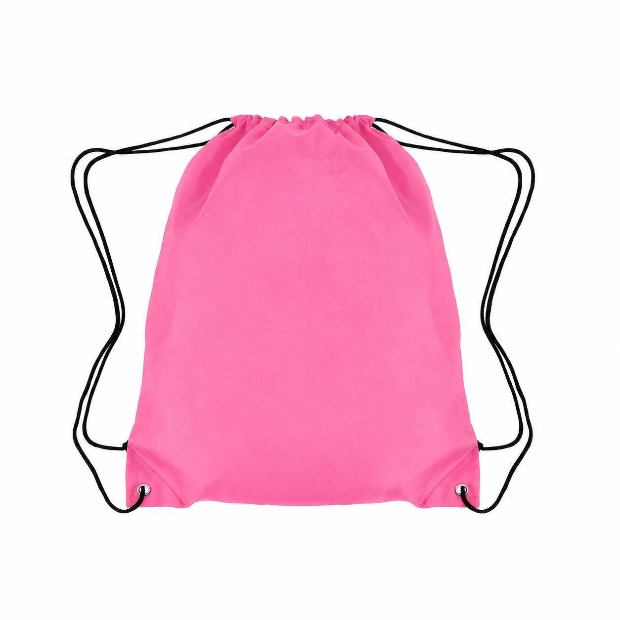 210D Polyester Grommet Detail Drawstring Bag — Pink