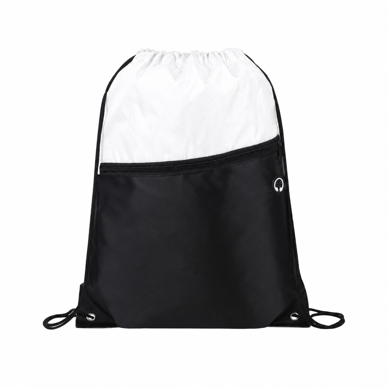 210D Polyester Metal Grommets Drawstring Bag — White