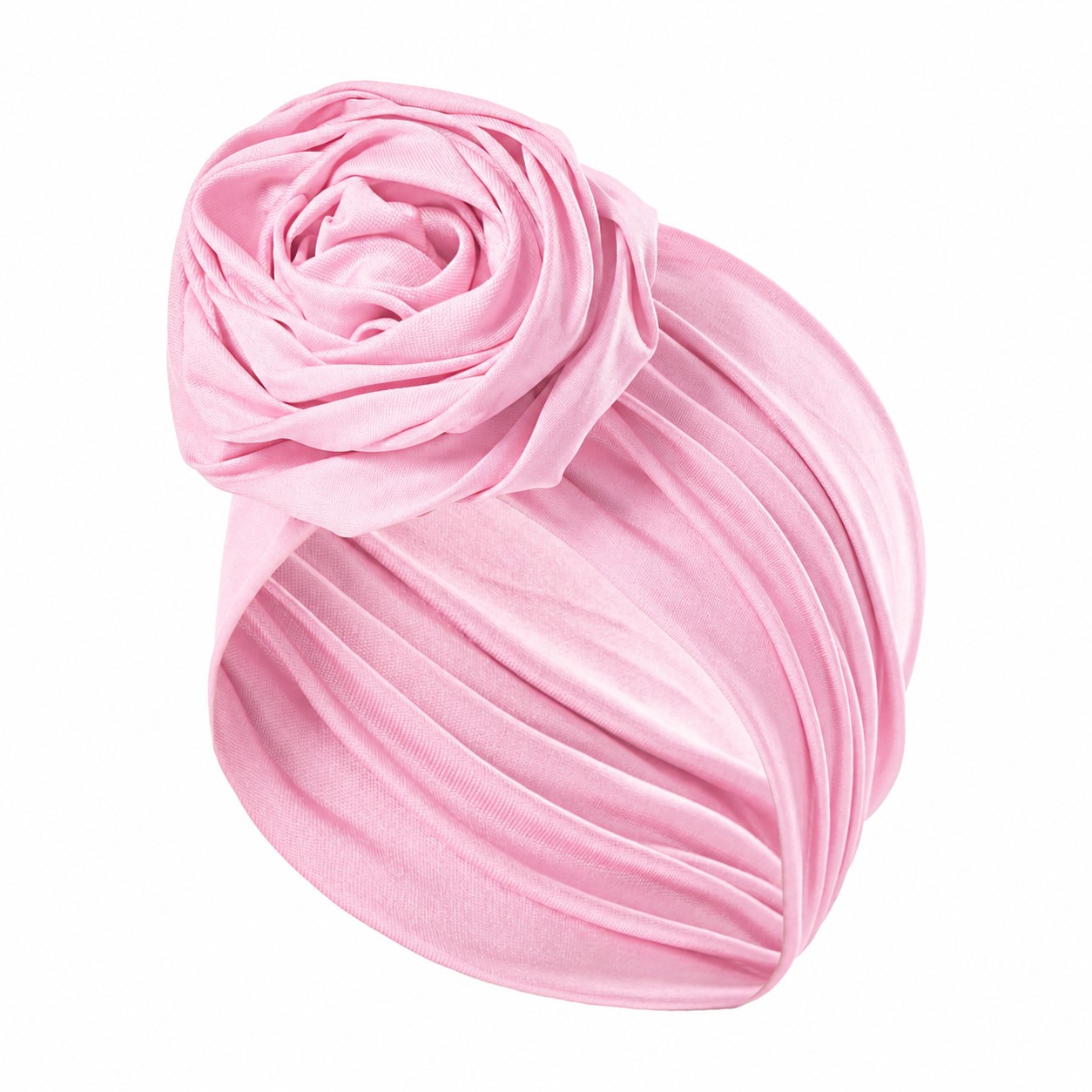 Polyester Rose Turban Headwrap Hat — Light Pink