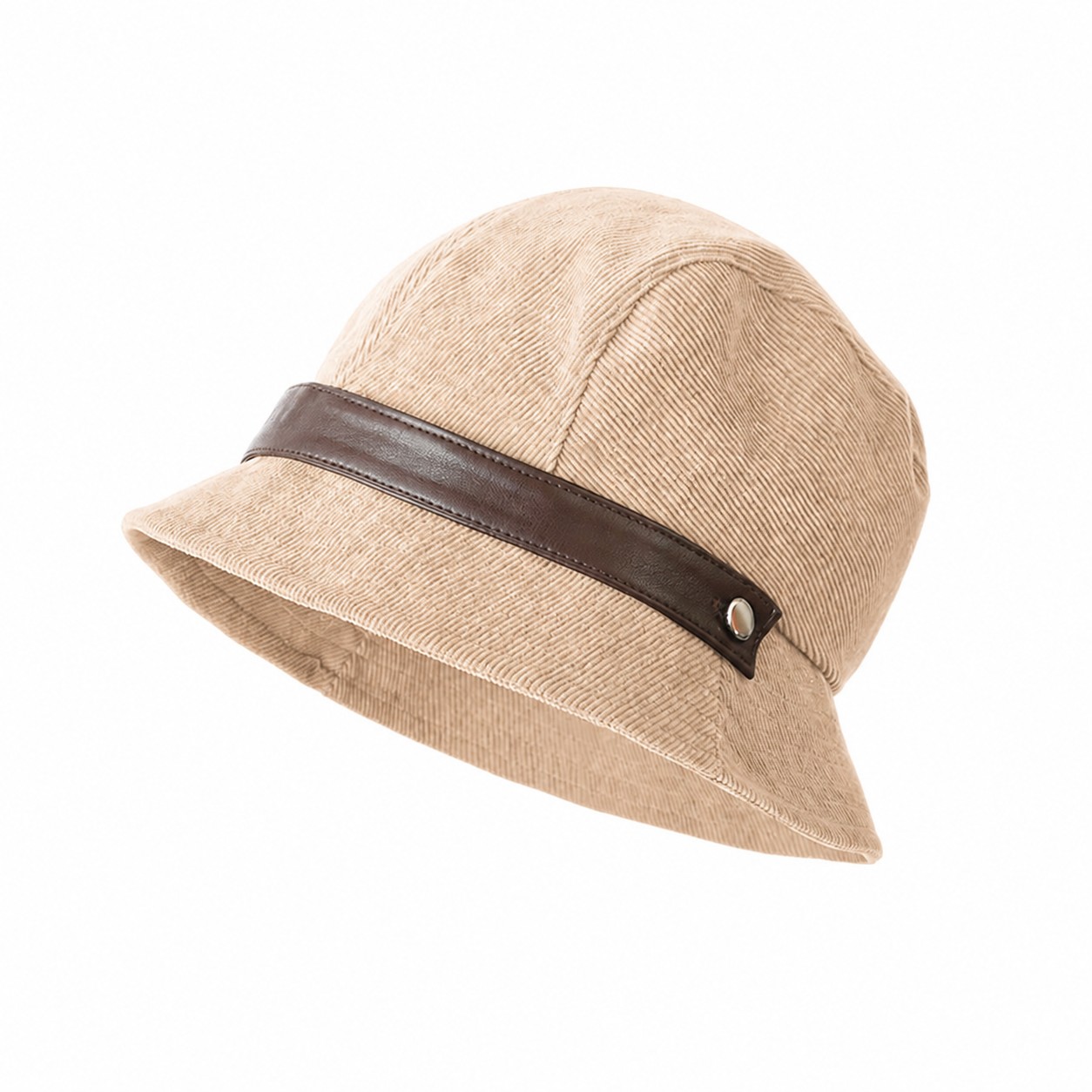 Corduroy Riding Fisherman Cap — Beige