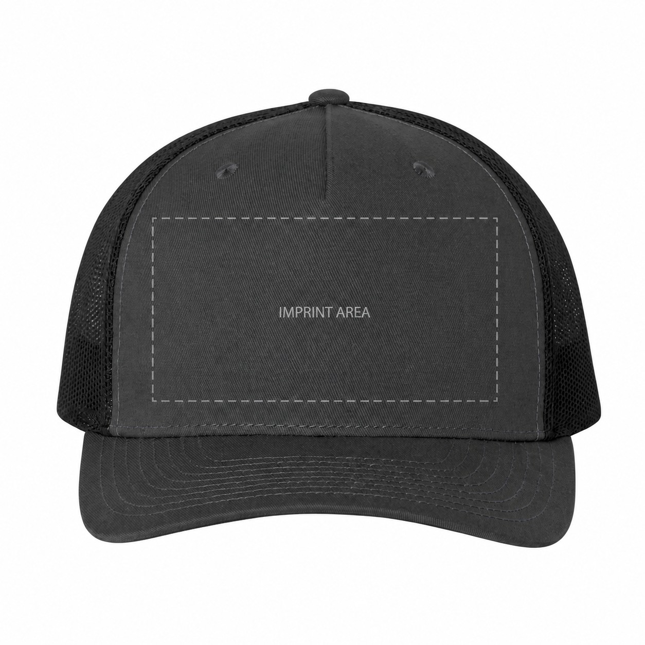 Five Panel Trucker Snapback Hat — Charcoal Gray/Black