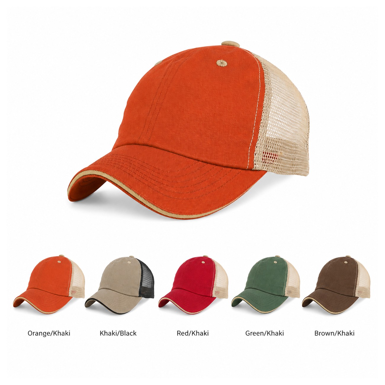 Washed Cotton Mesh Trucker Cap