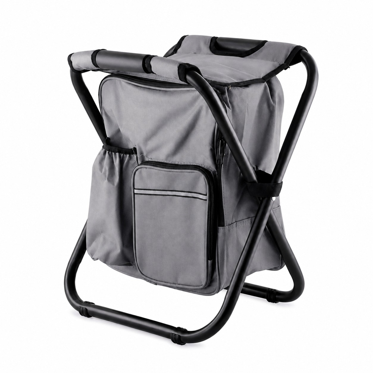 Insulated Backpack Folding Camp Chair — Gray