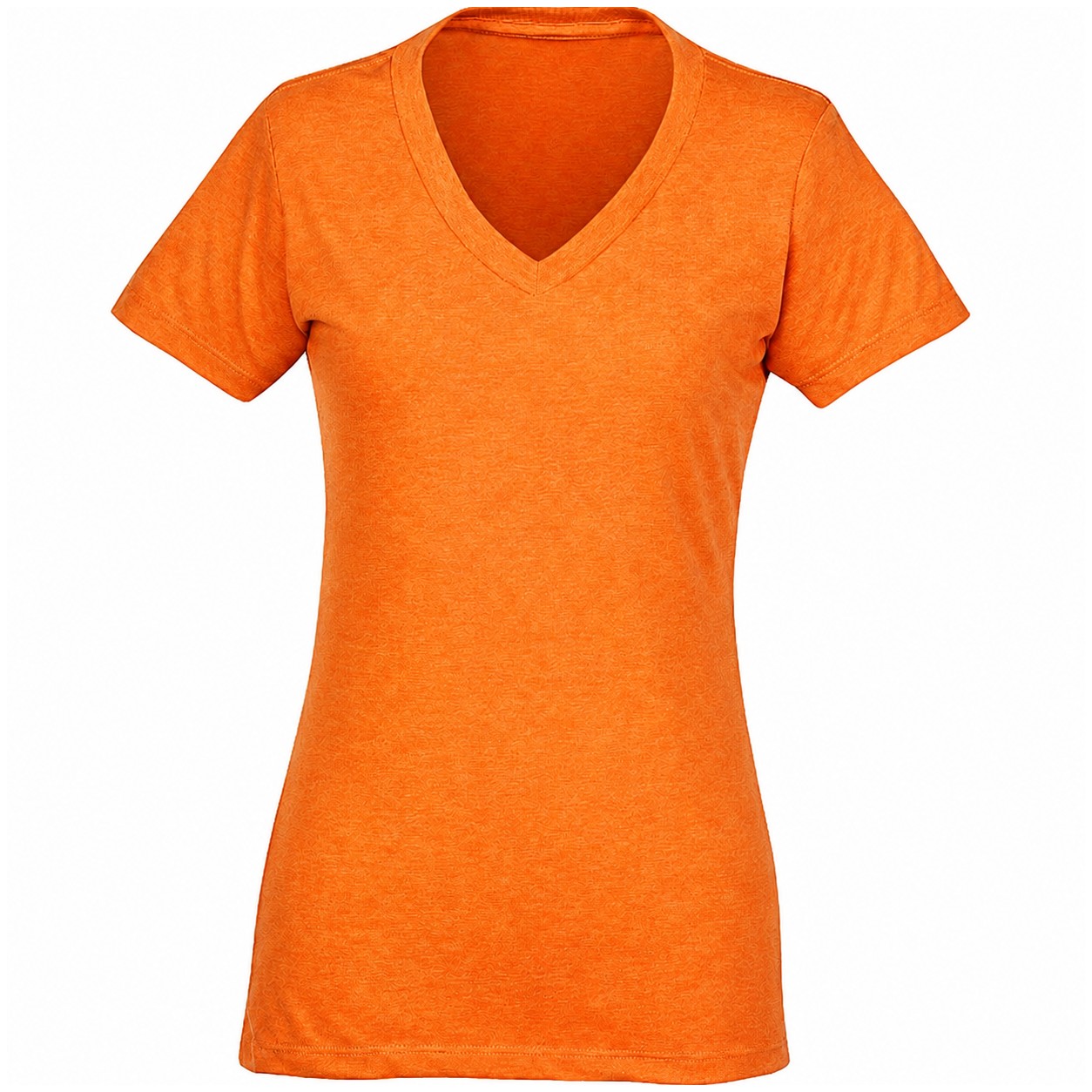 Ladies V Neck Cotton Polyester Tee — Orange