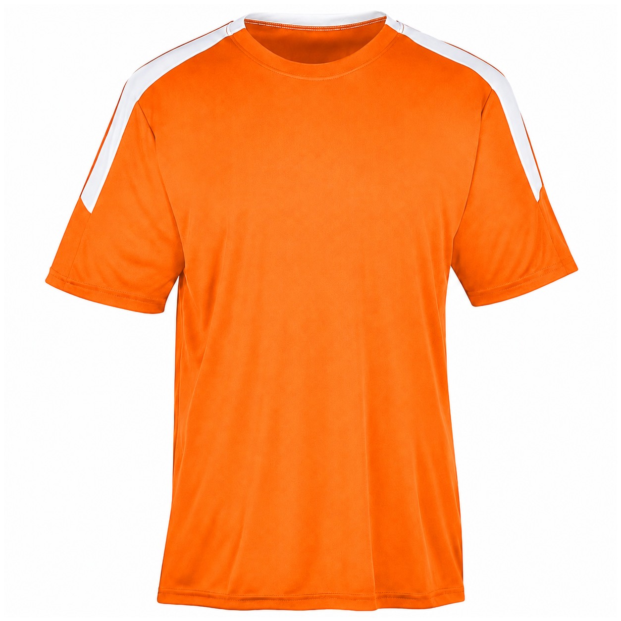 Polyester Contrast Stripe Crewneck Shirt — Orange