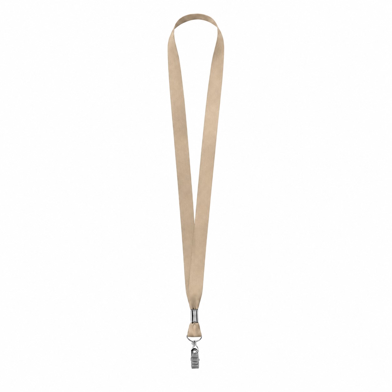 Polyester Lanyard With Bulldog Clip — Tan Beige