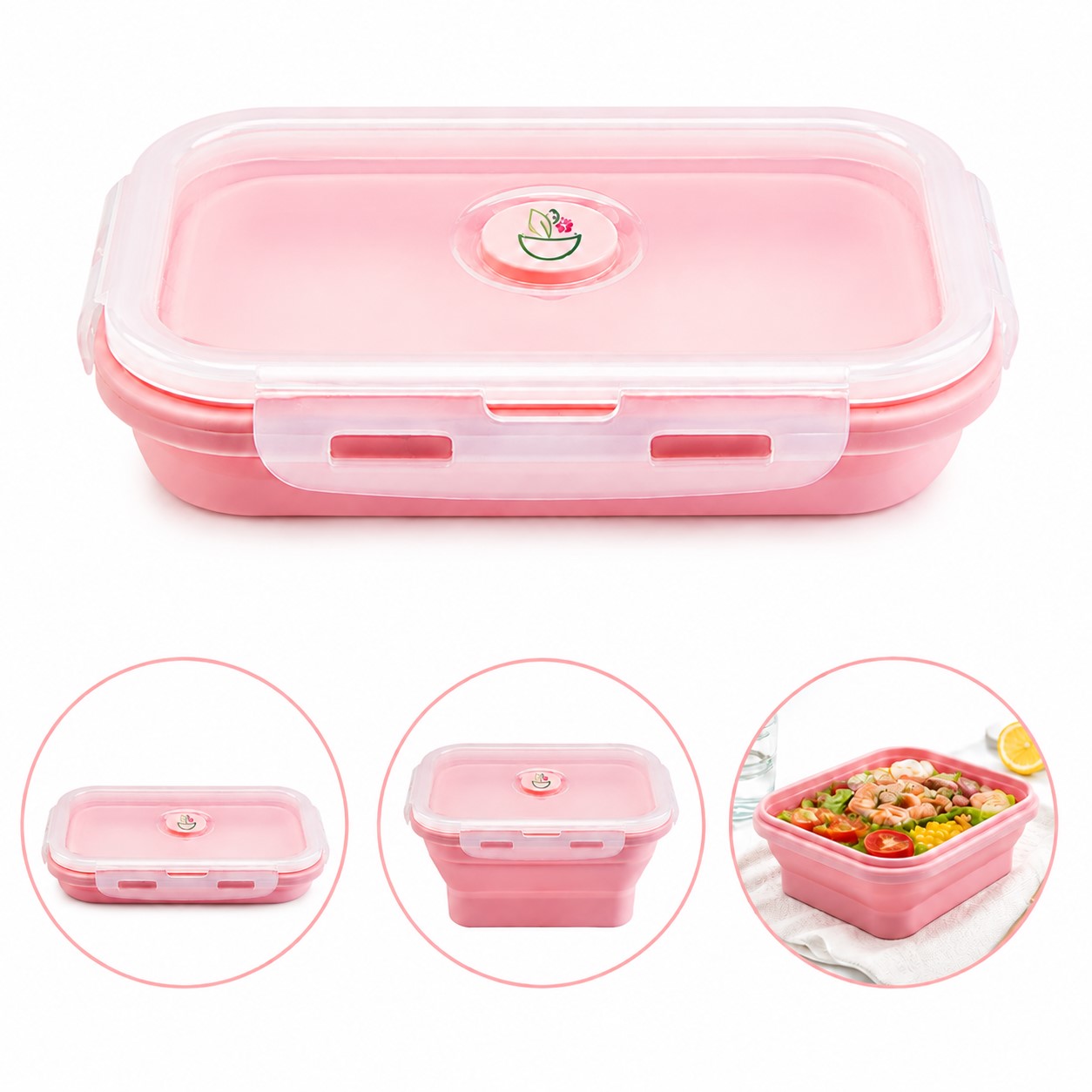 Rectangular Collapsible Silicone Meal Container