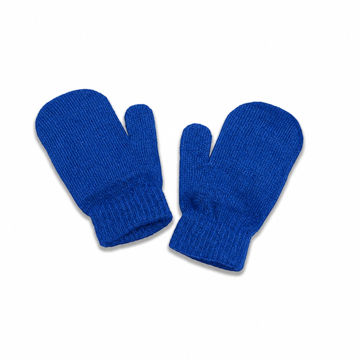 Ribbed Acrylic Winter Mittens — Blue