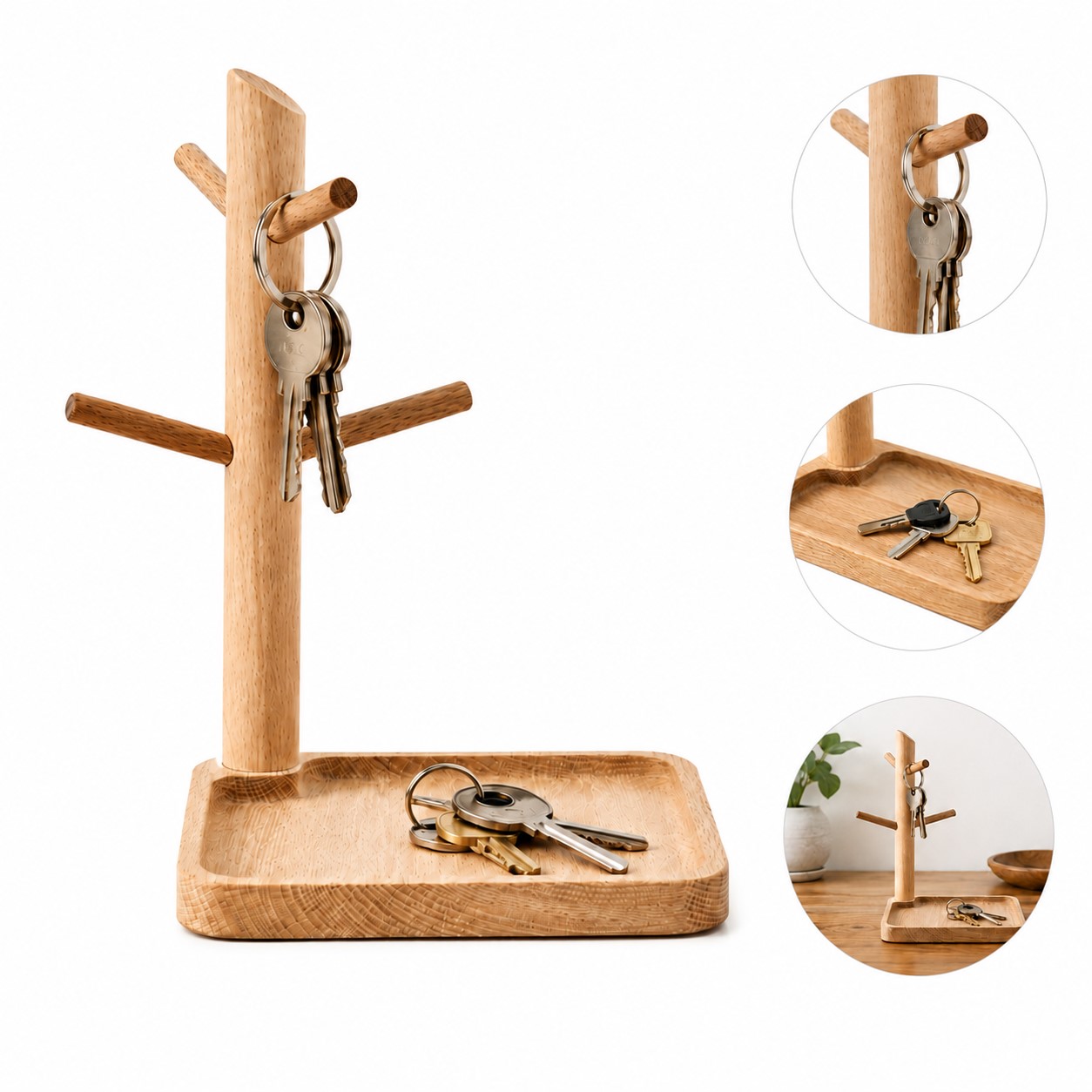 Wood Key And Jewelry Organizer Tray