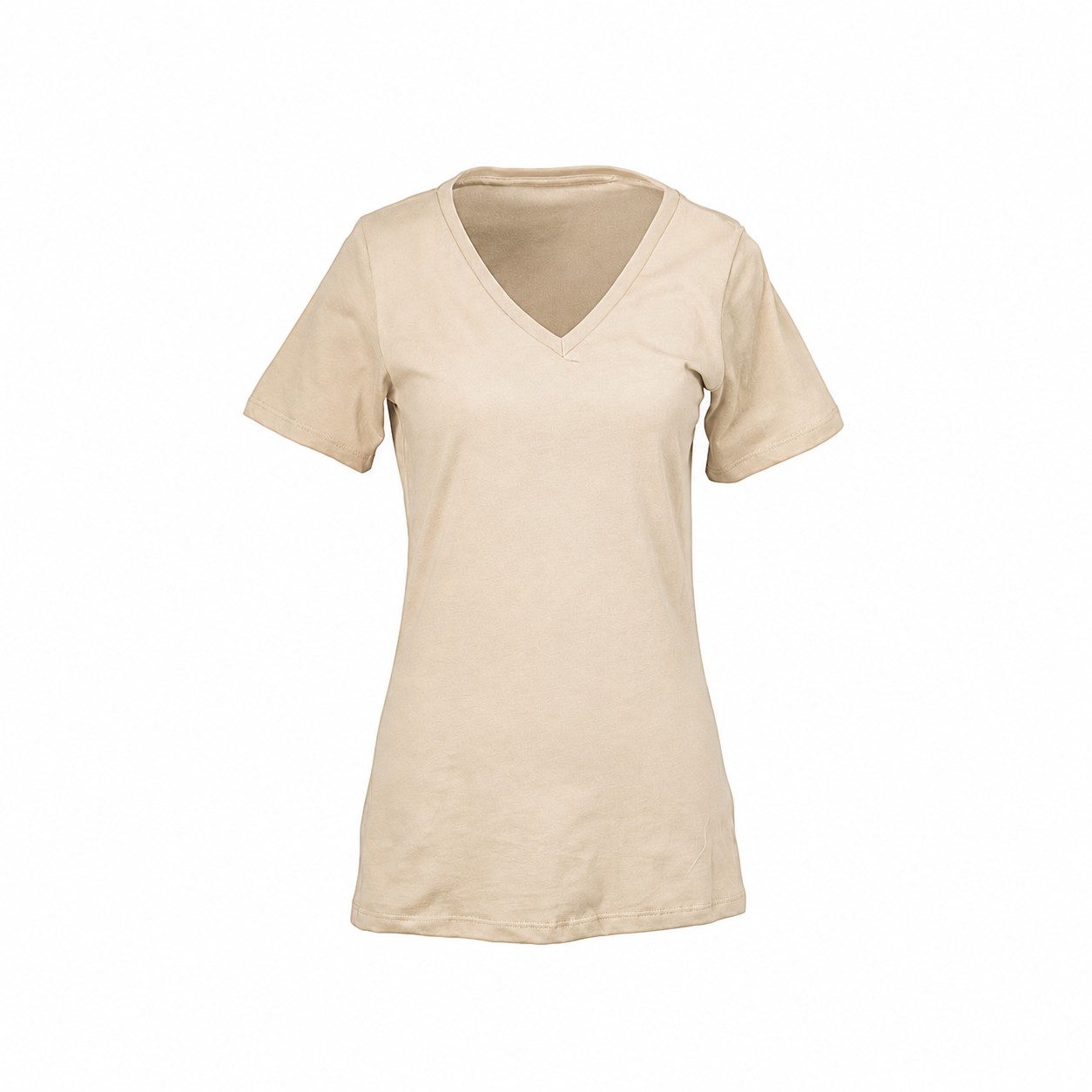 Ladies Ringspun Cotton V Neck Shirt — Beige