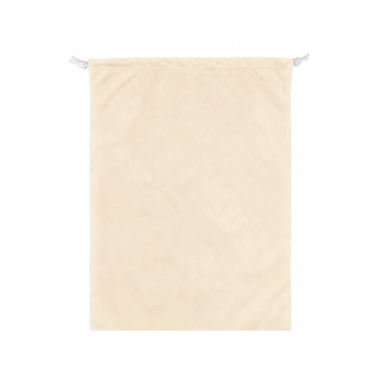 Bird's-Eye Fabric Drawstring Bag — Natural Beige