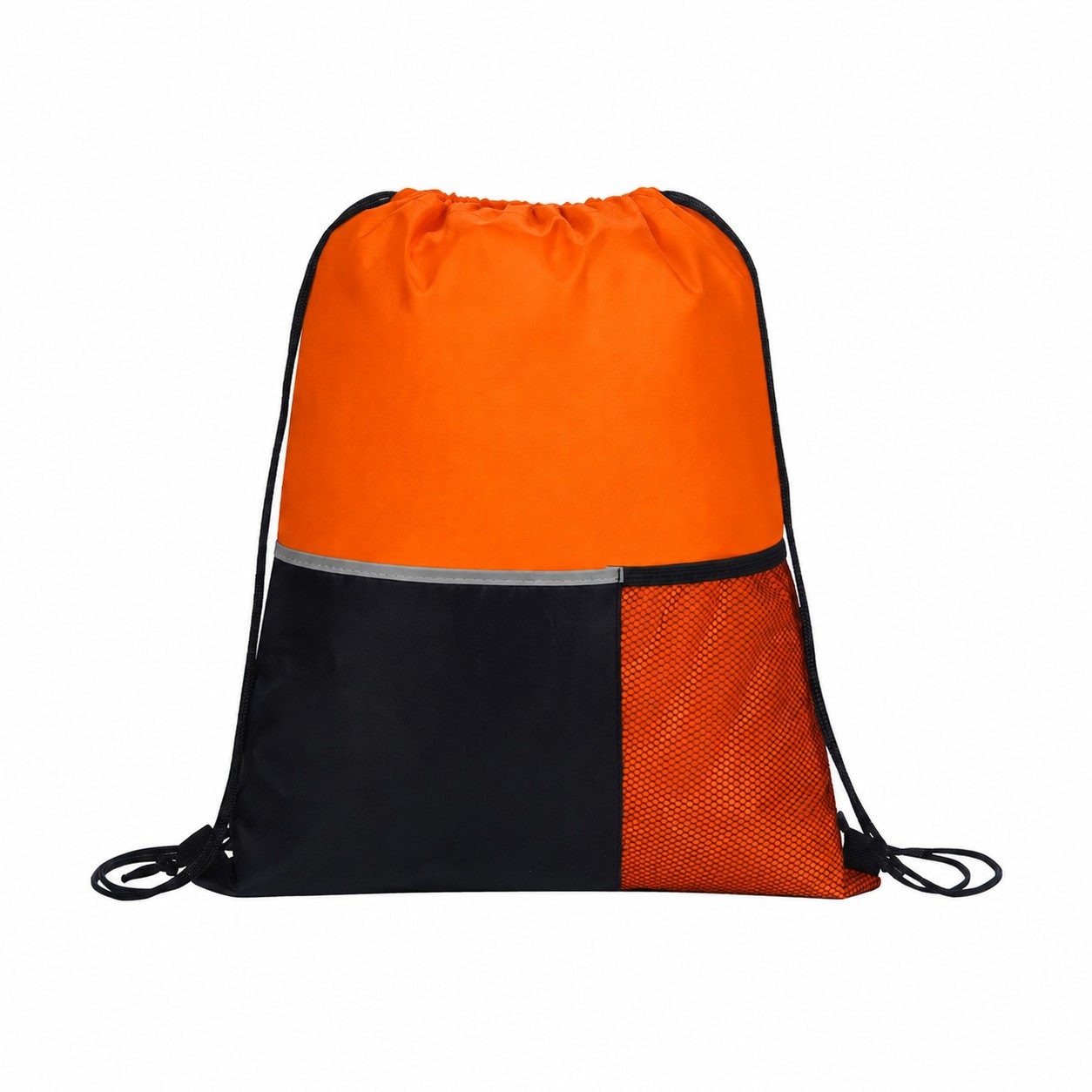 Mesh Pocket Drawstring Bag — Orange