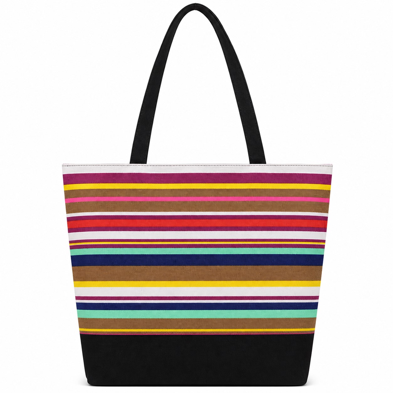 Canvas Shoulder Tote With Colorful Stripes — view 2