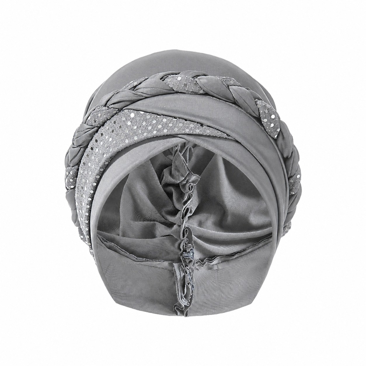 Cross Braid Polyester Turban Hat — Gray