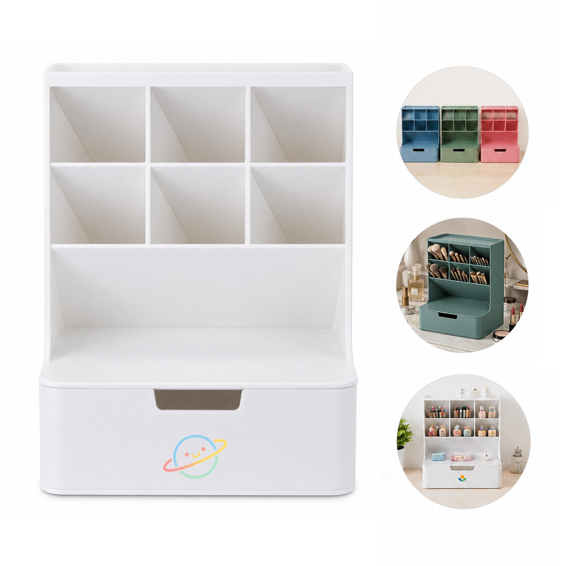 Tiered ABS Desktop Organizer With Drawer — view 1