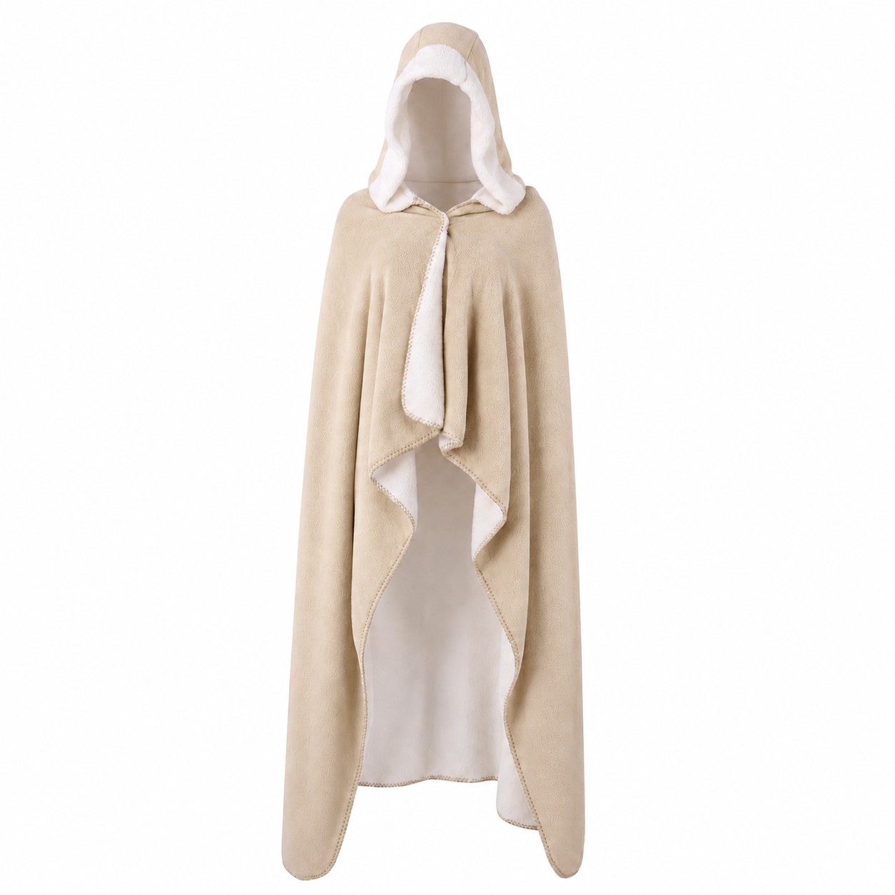 Hooded Sherpa Wearable Blanket — Beige