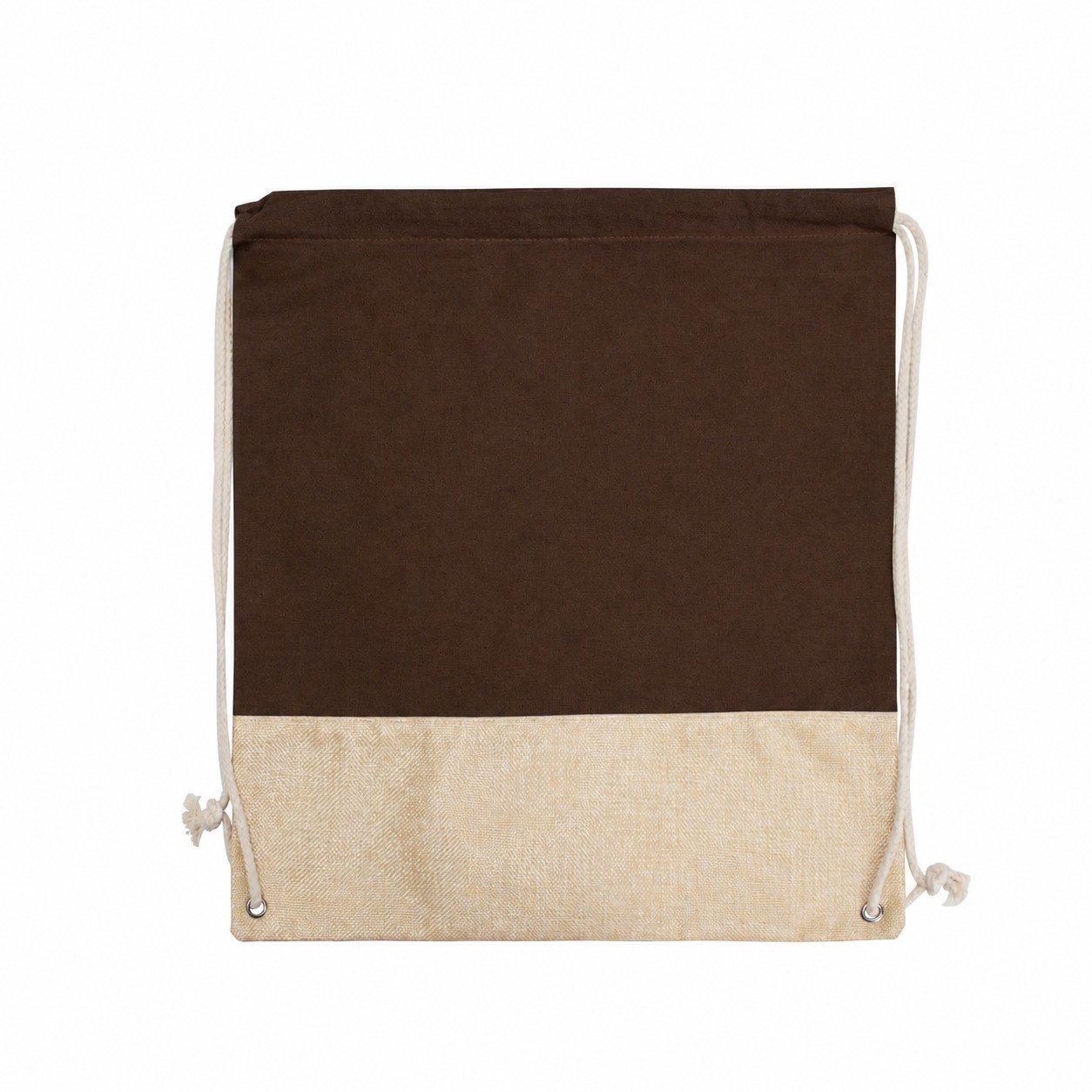 Cotton Metal Grommets Drawstring Bag — Dark Brown