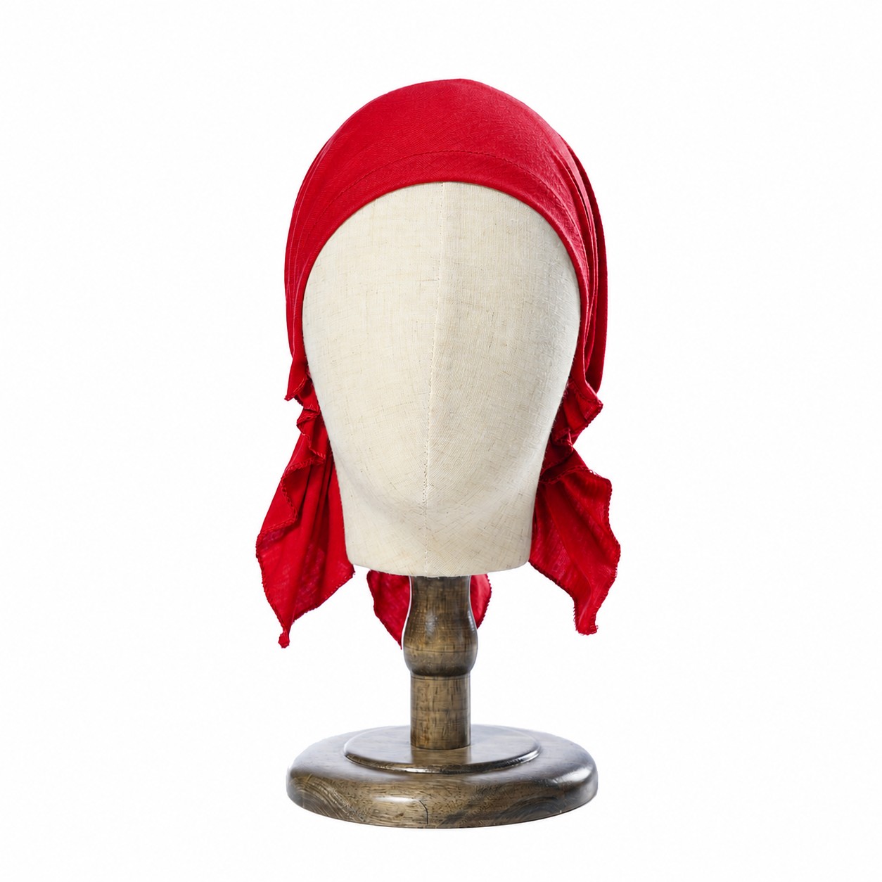 Cotton Elastic Turban Headscarf Cap — Red