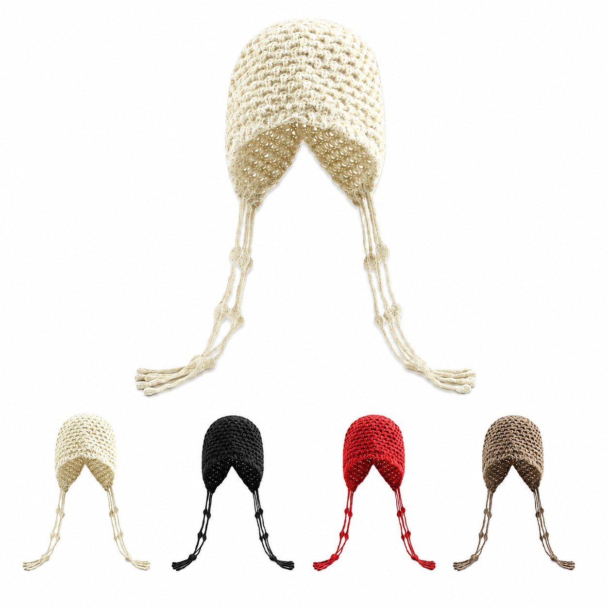Polyester Crochet Tassel Beanie
