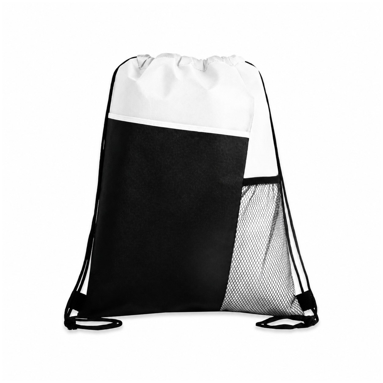 Tri-Color Mesh Drawstring Backpack — White