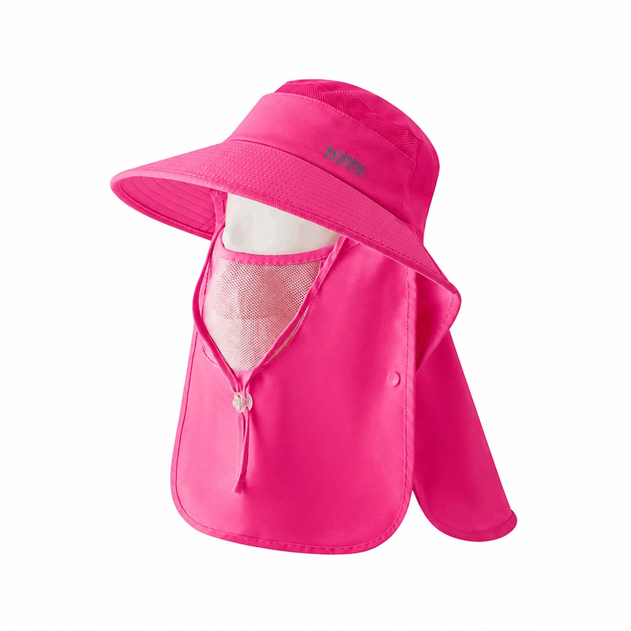 Polyester Sun Hat With Neck Drape — Pink