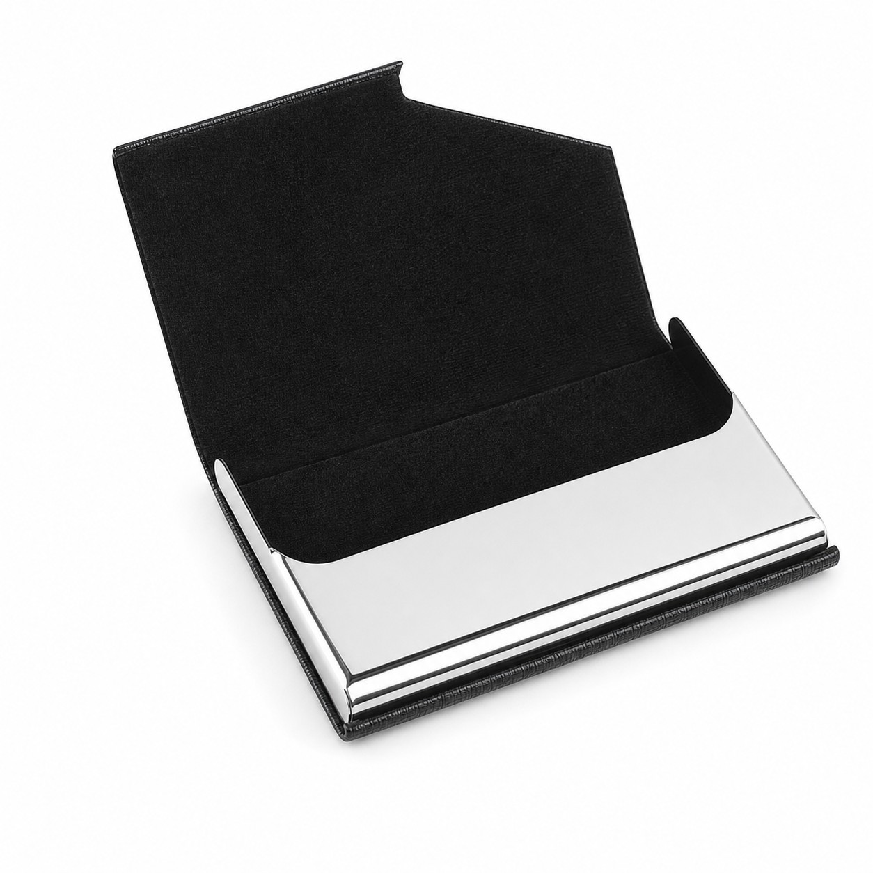 Compact PU Leather Metal Business Card Case — view 2