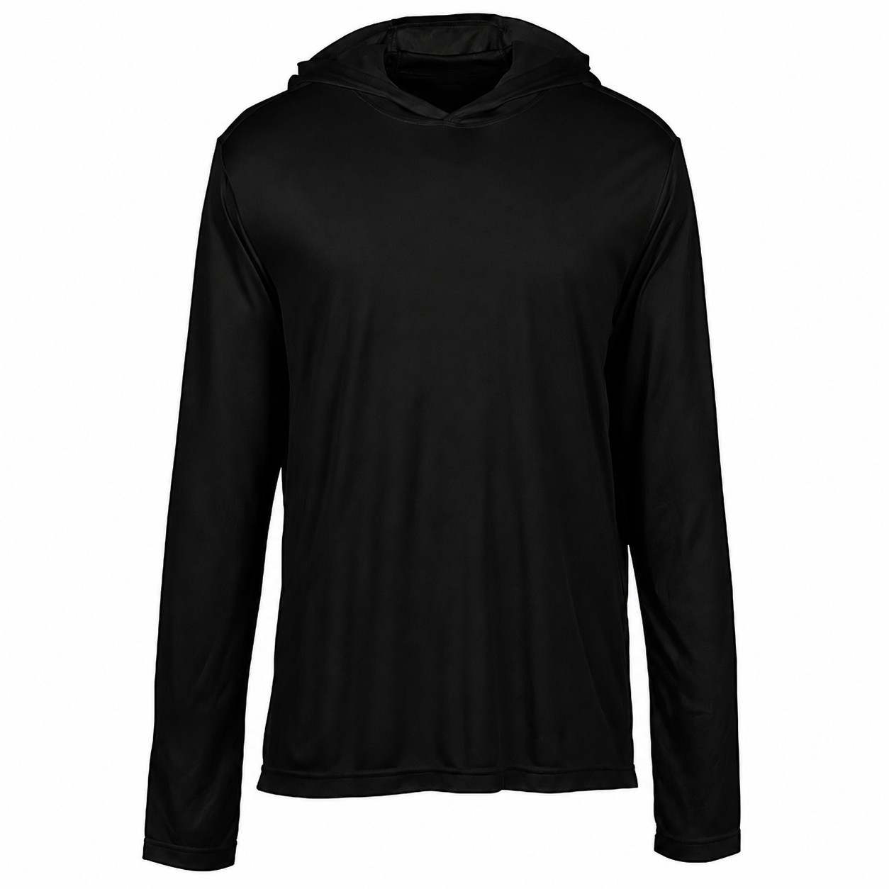 Polyester Hooded Long Sleeve Shirt — Black
