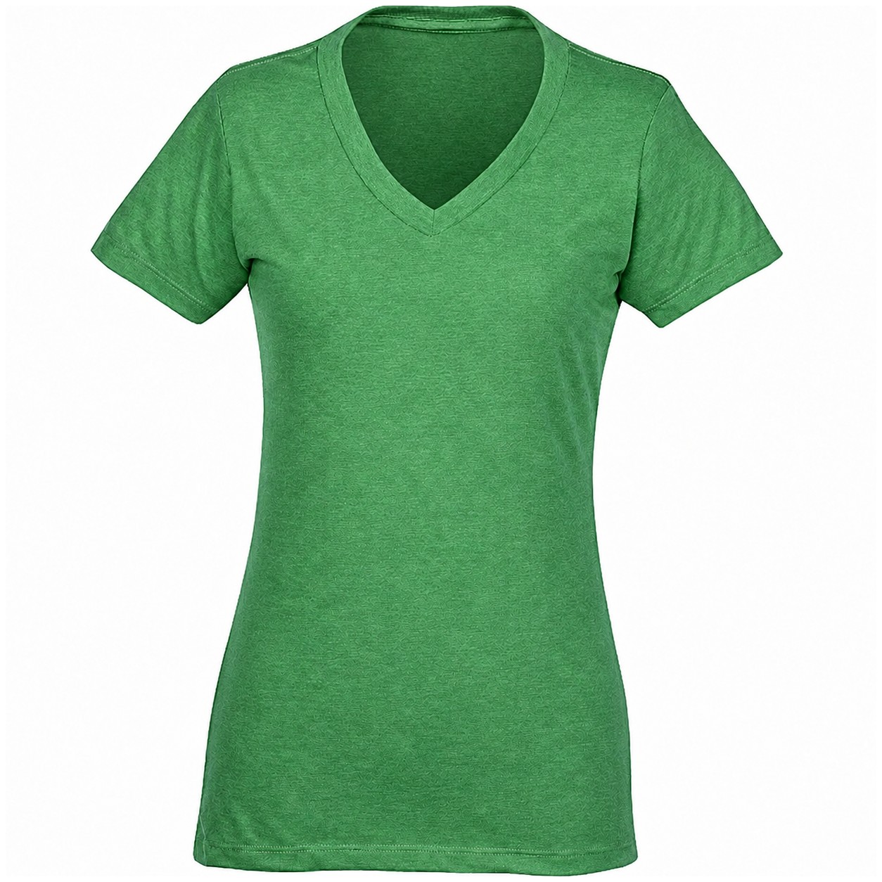 Ladies V Neck Cotton Polyester Tee — Green