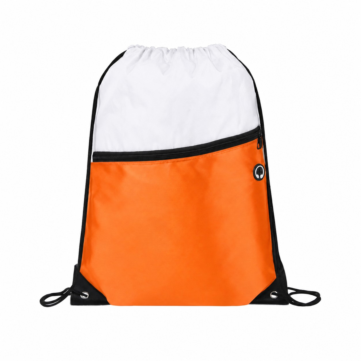 Two-Tone Zipper Drawstring Backpack — Orange