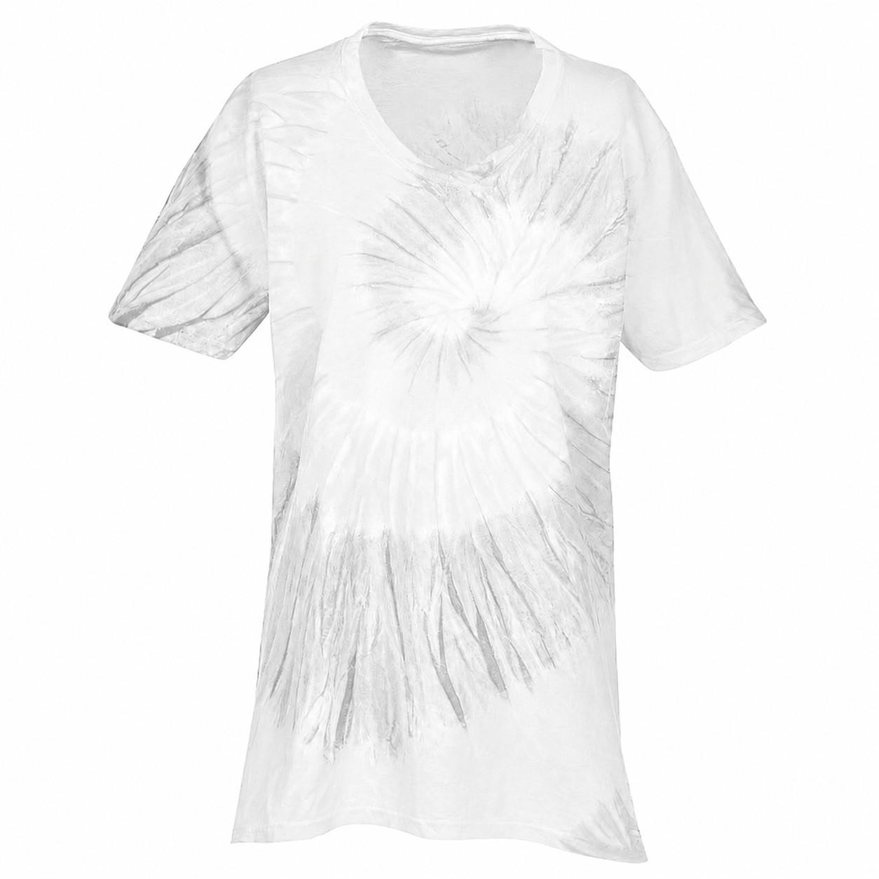 Swirl Tie Dye Cotton V Neck Shirt — White