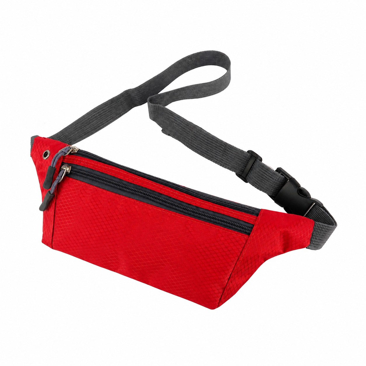 420D Polyester Zippered Fanny Pack — Red