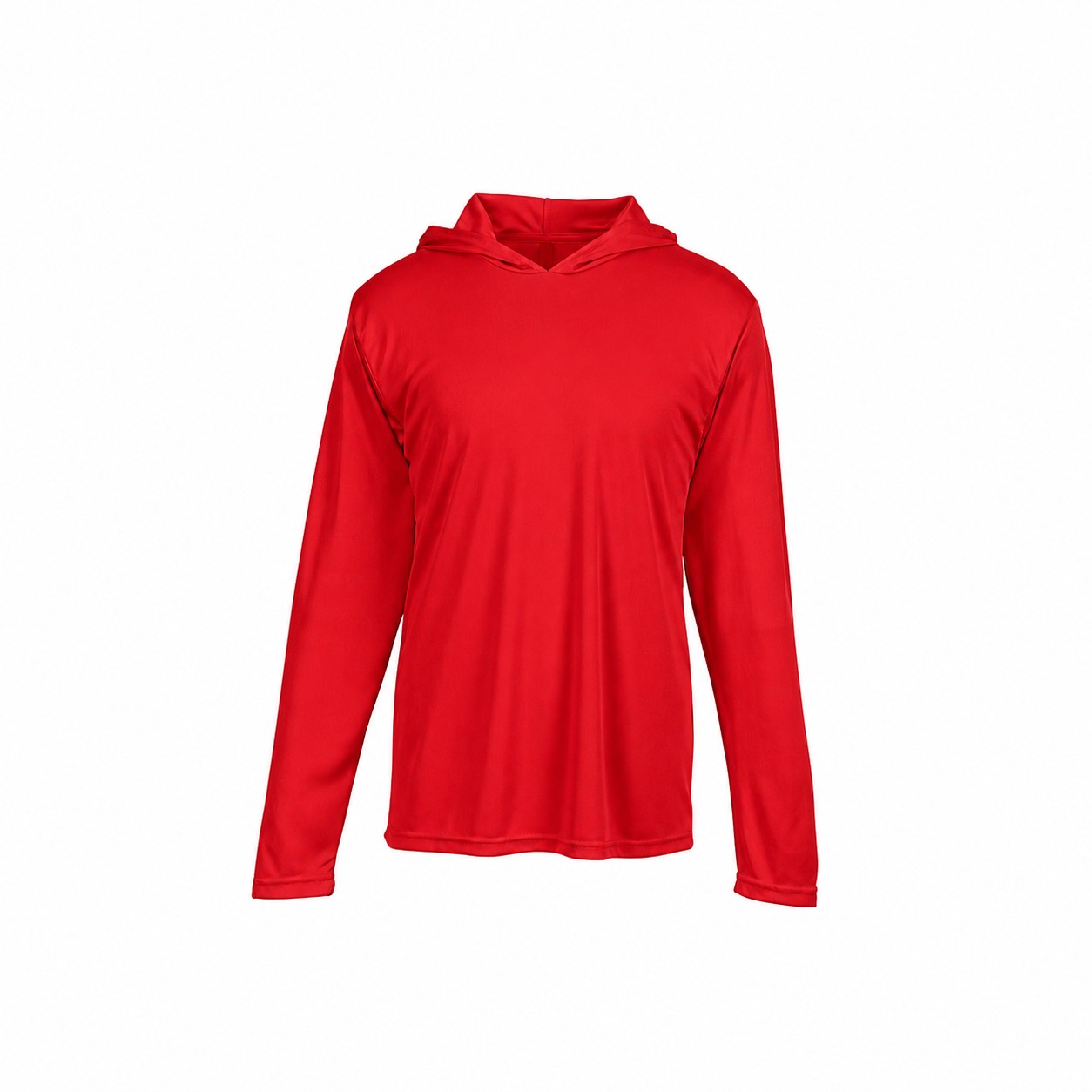 Lightweight Polyester Long Sleeve Hooded Team Shirt — Red