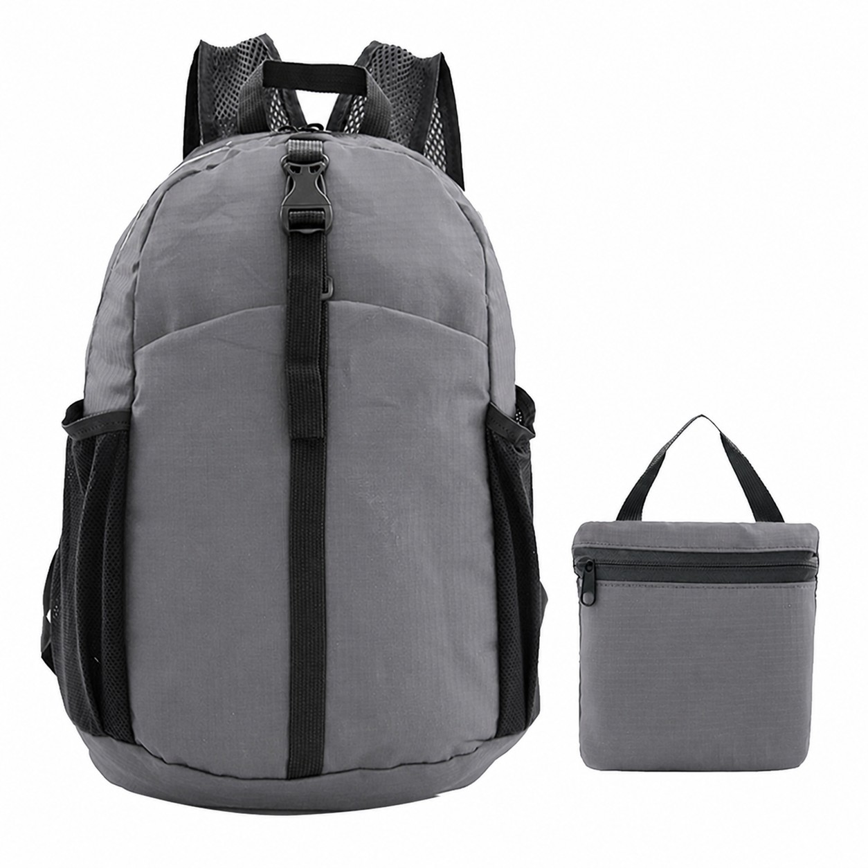 Foldable Nylon Travel Backpack — Gray