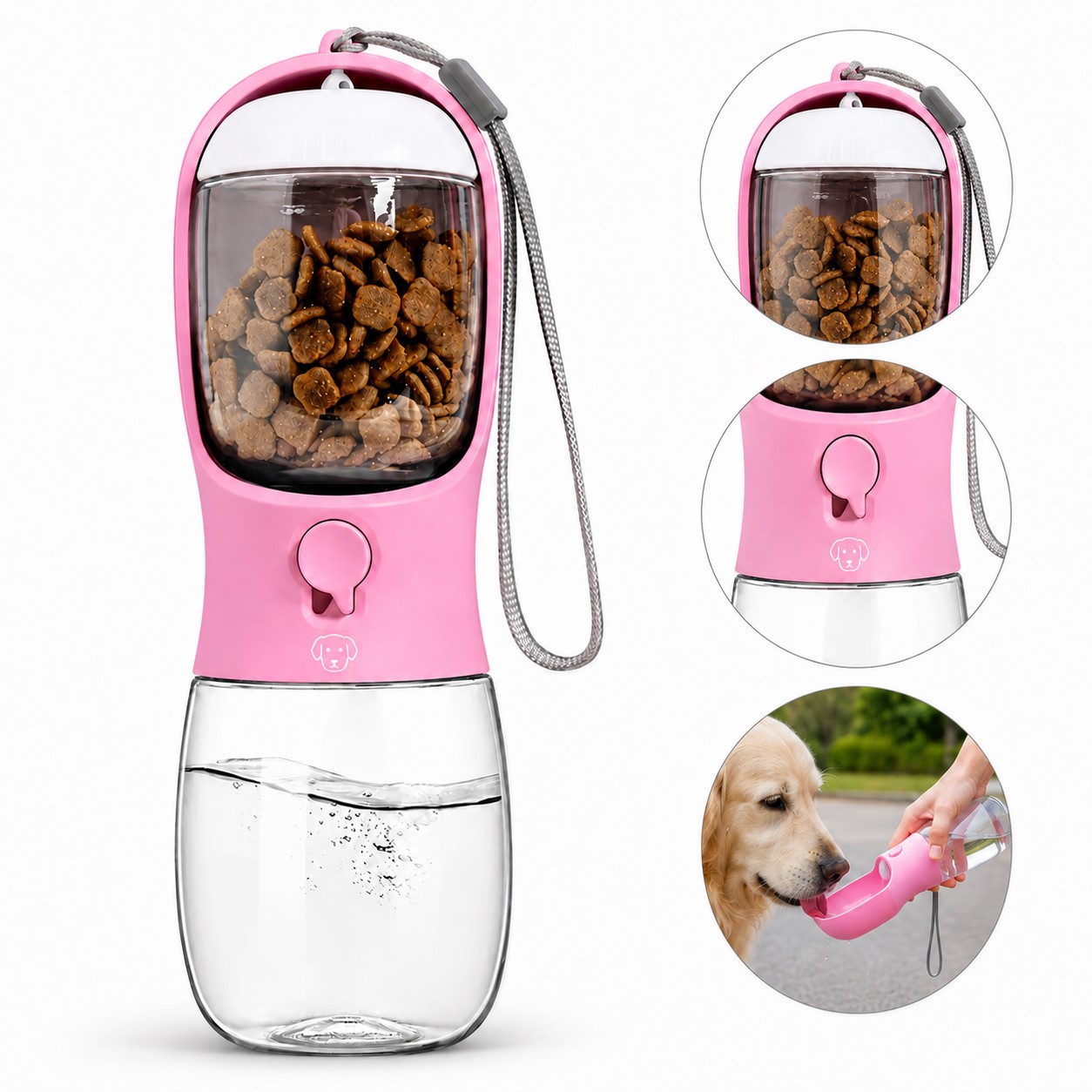 Polypropylene Pet Hydration Bottle With Treat Storage