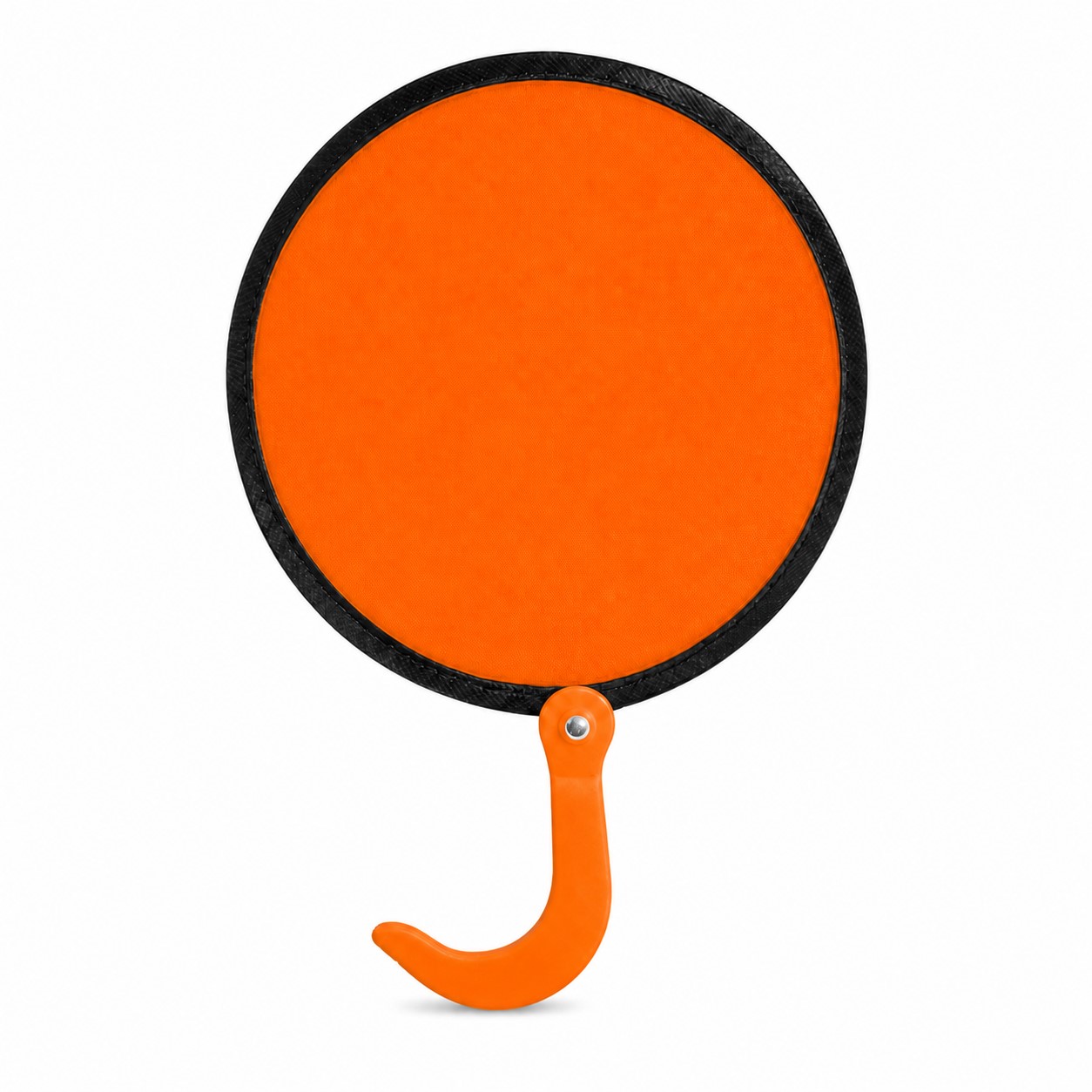 Round Twist Frame Nylon Hand Fan — Orange
