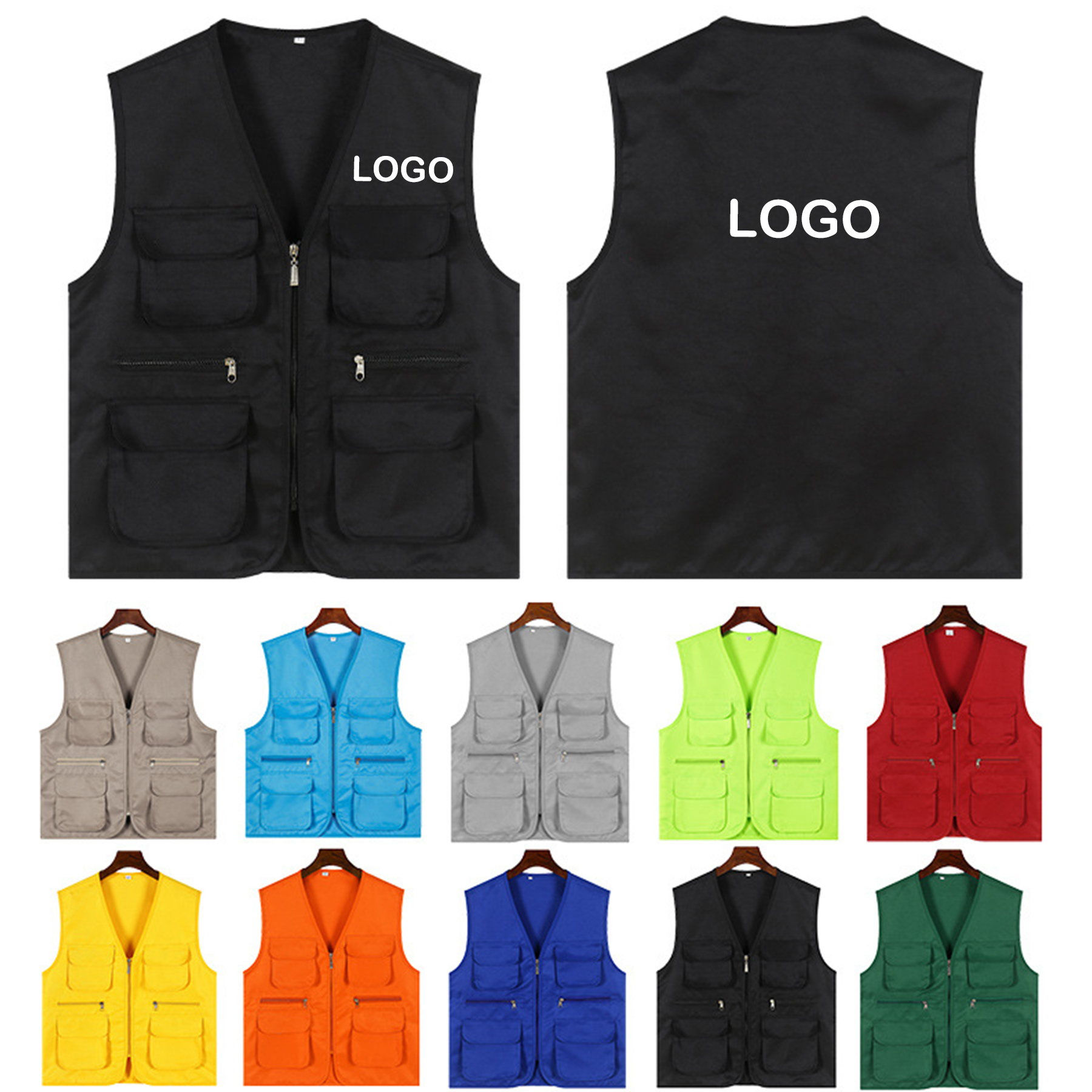 Zippered Multi Pocket Outdoor Vest