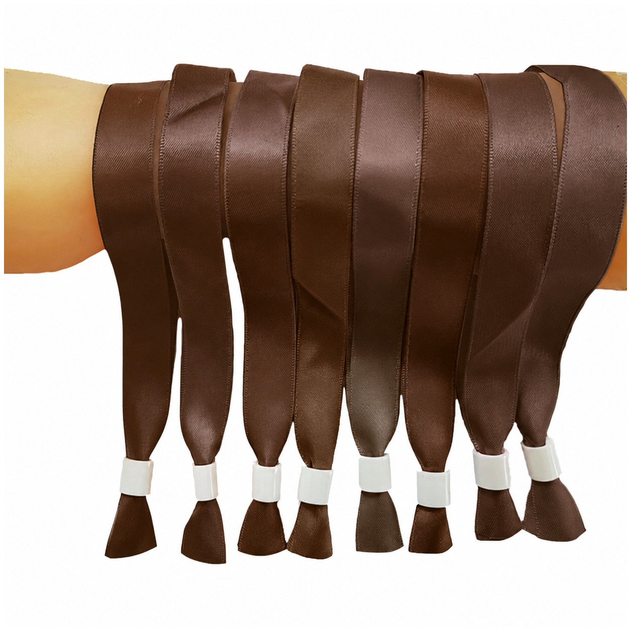 Polyester Ribbon Event Wristband — Brown