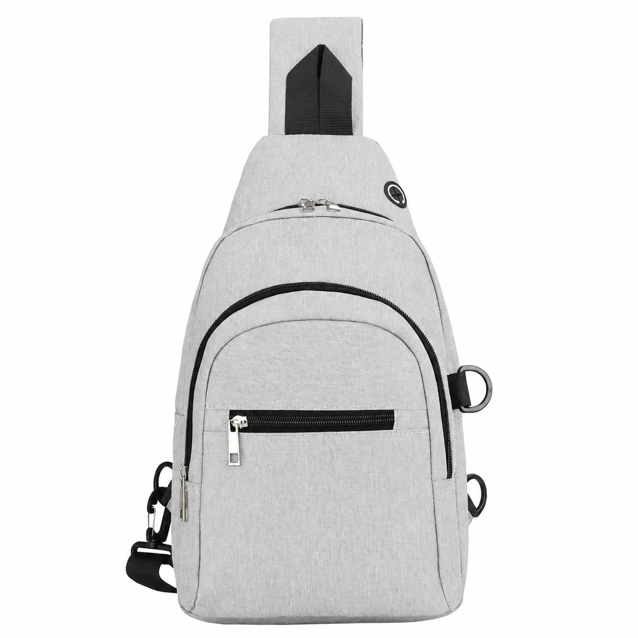600D Polyester Adjustable Strap Crossbody Sling Bag — Light Gray