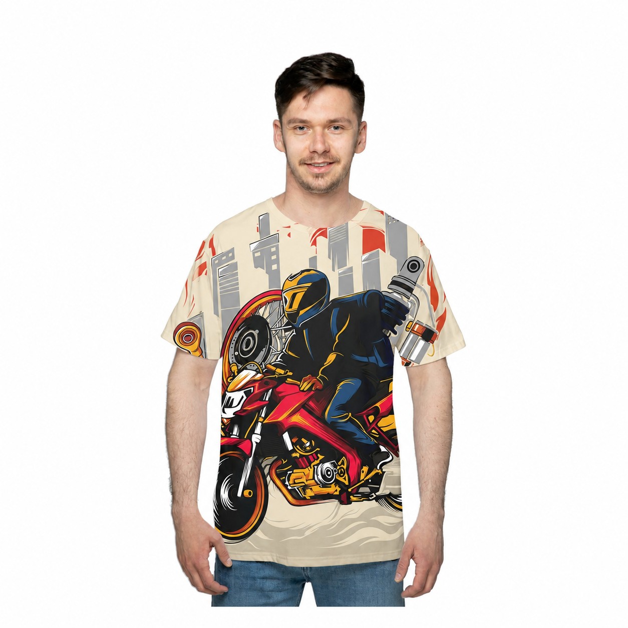 Short Sleeve Fit T-Shirt — Natural Beige