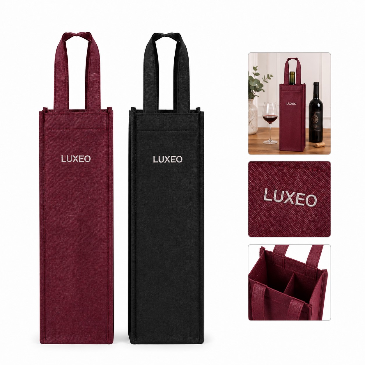 80 GSM Polyester Single Bottle Wine Tote