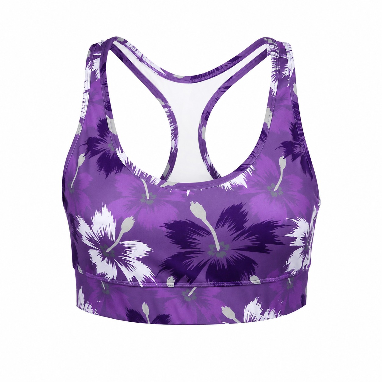 Polyester-Spandex Padded Racerback Sports Bra — Purple