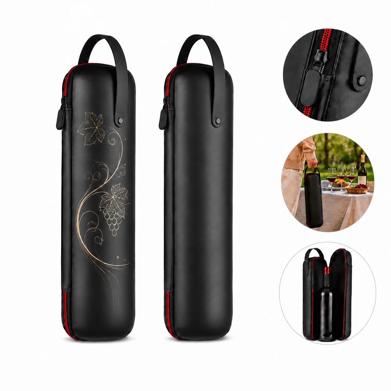 Single Bottle Polyester Wine Cooler Bag