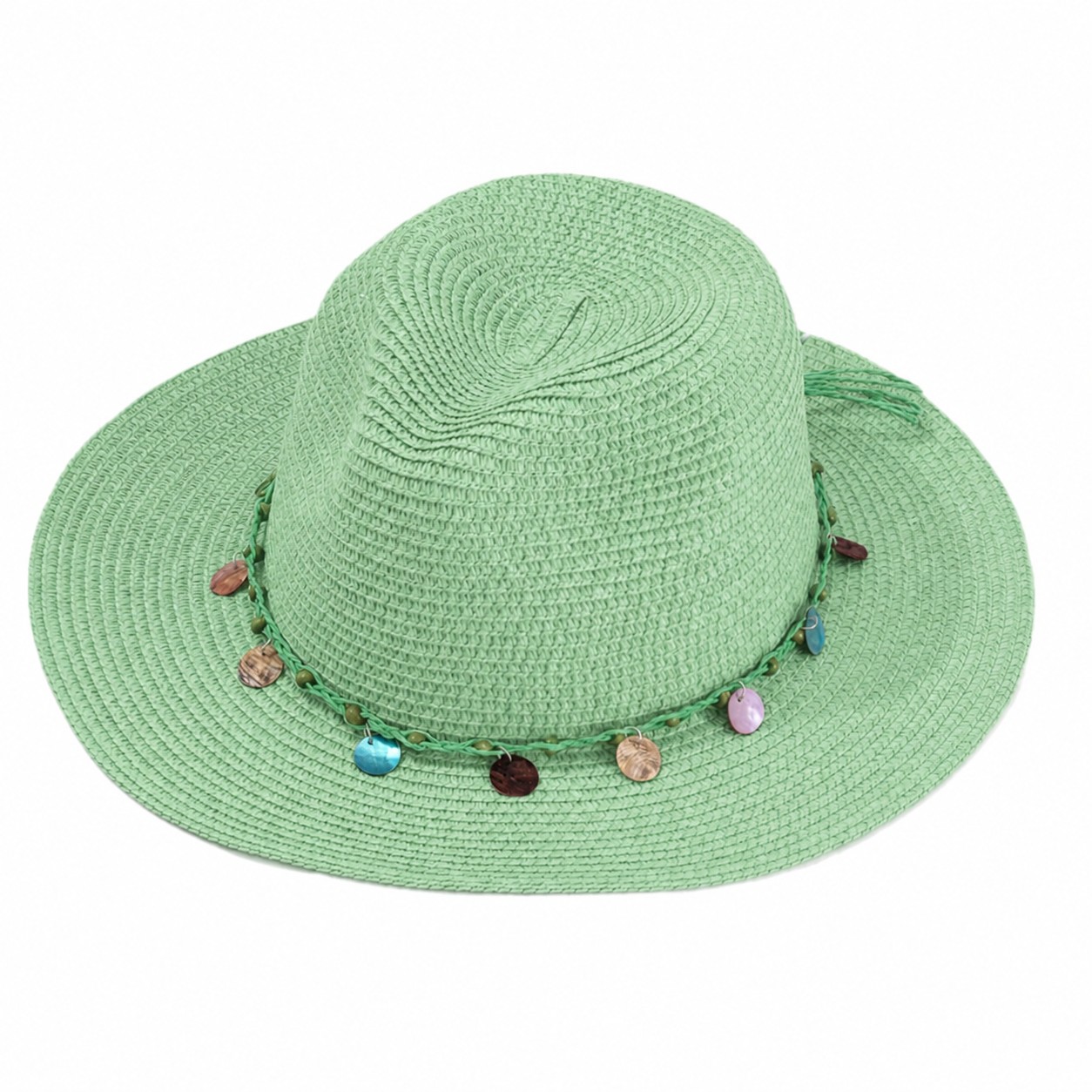 Stone Band Straw Sun Hat — Macaron Green