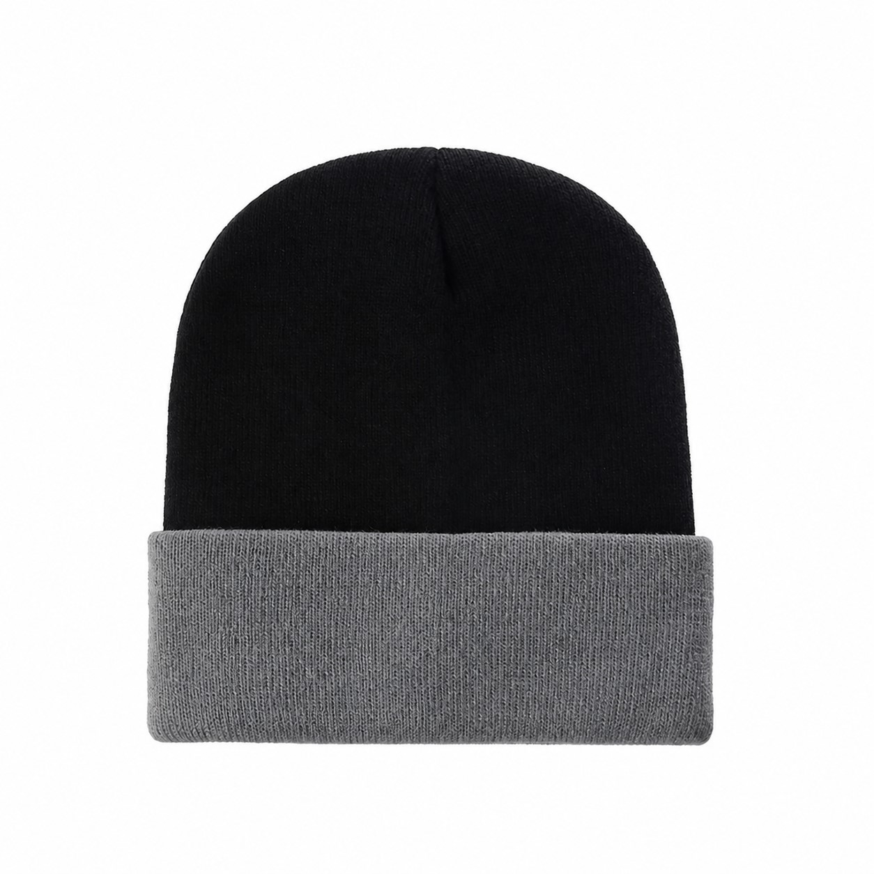 Polyester Two Tone Cuffed Beanie — Gray