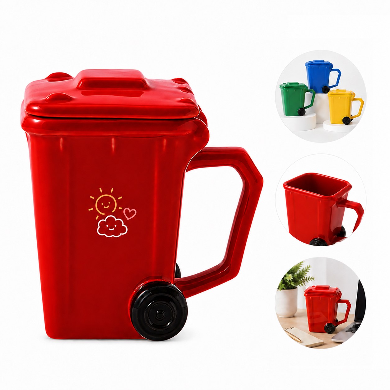 Wheelie Bin Mug With Molded Wheels