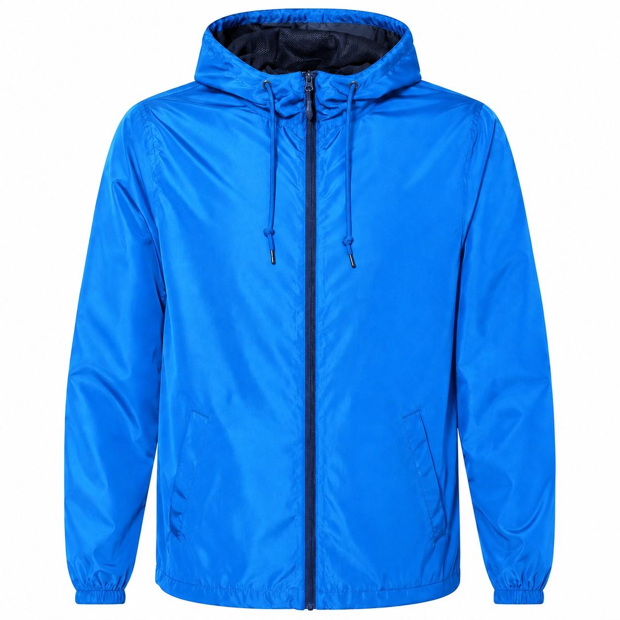 Polyester Hooded Wind Jacket — Blue
