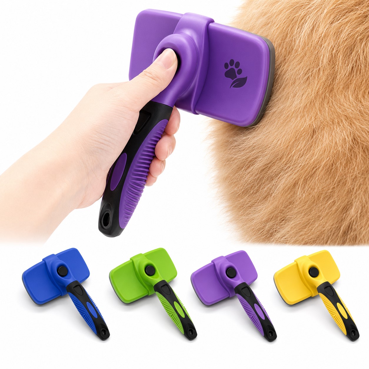 Push Button Stainless Steel Pet Grooming Brush