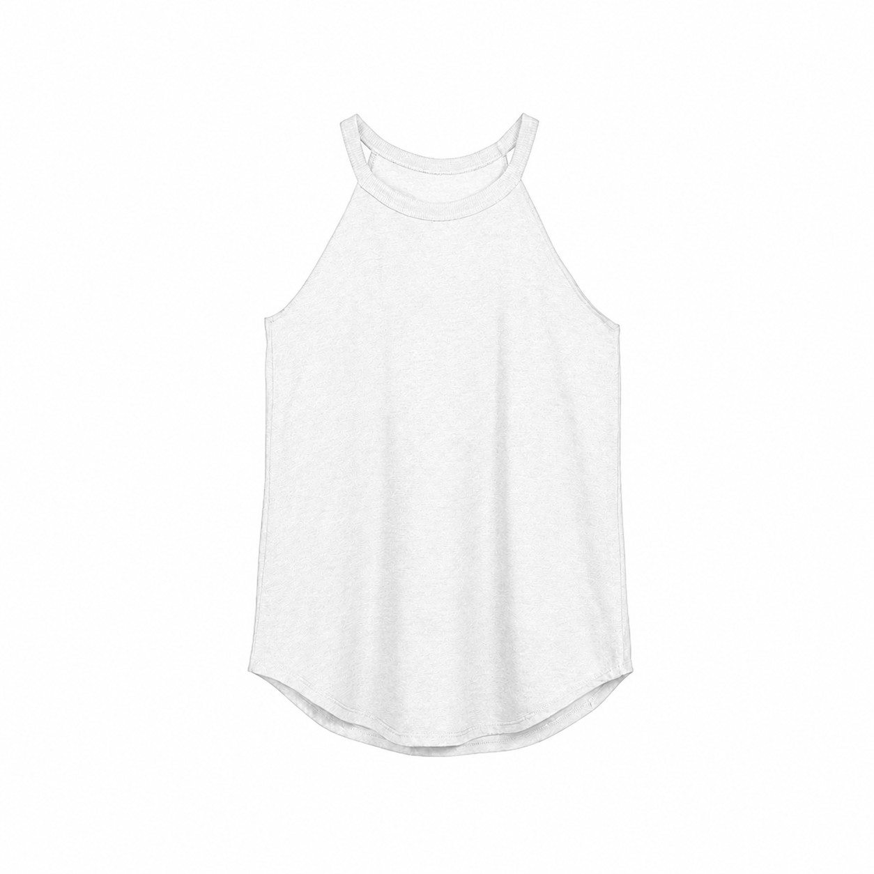 Ladies High Neck Tri Blend Tank Top — White