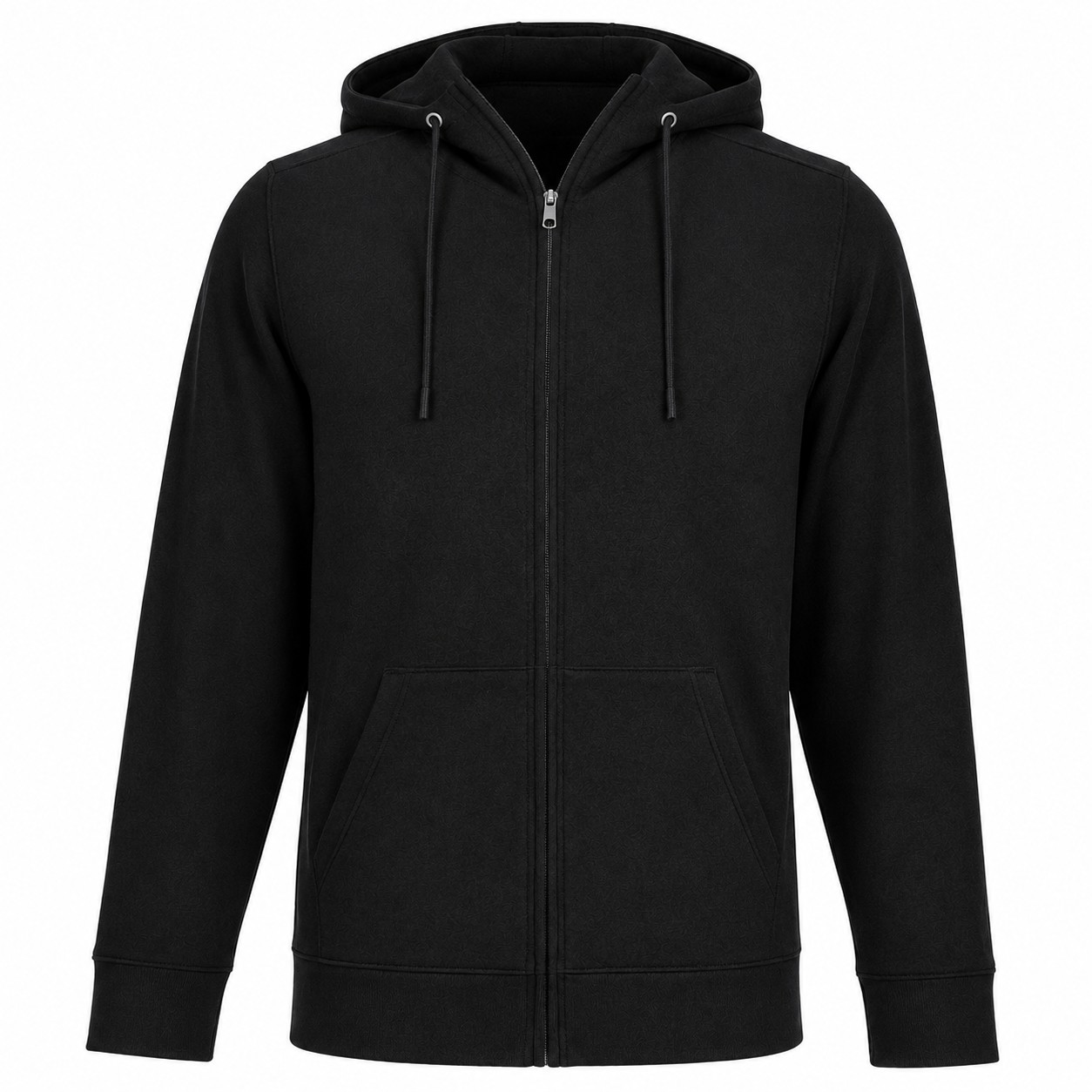 Polyester Spandex Full Zip Hoodie — Black