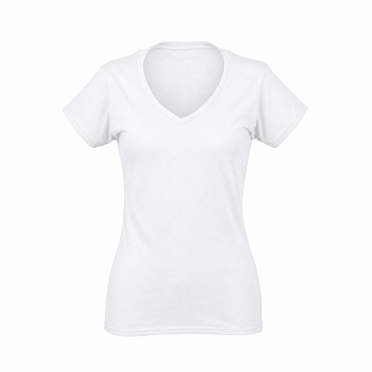 Ladies Soft Ringspun V Neck Tee — White